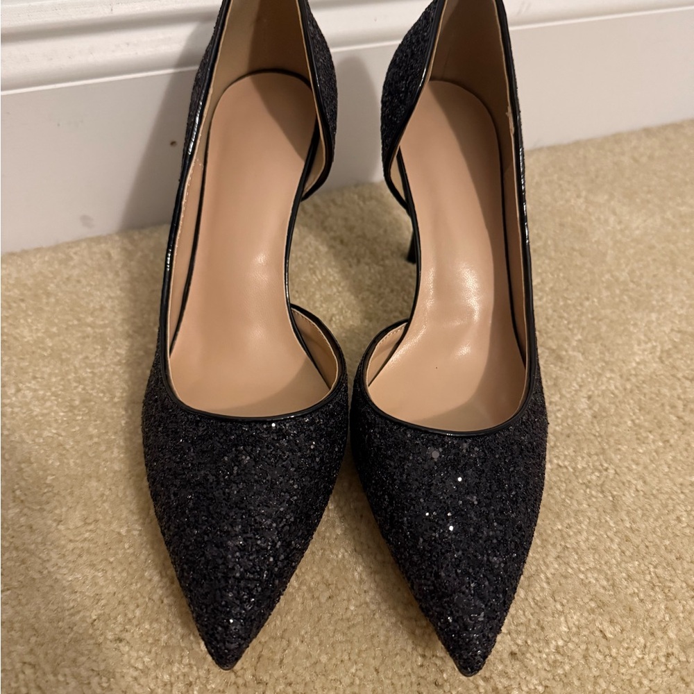 Elegant Black Glitter Women's Heels